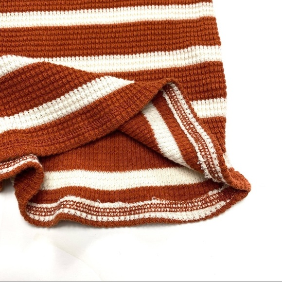 J.crew Striped Waffle Knit Long Sleeve Thermal Shirt Rustic Orange Style 58407 - Picture 7 of 10